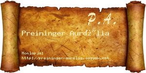 Preininger Aurélia névjegykártya